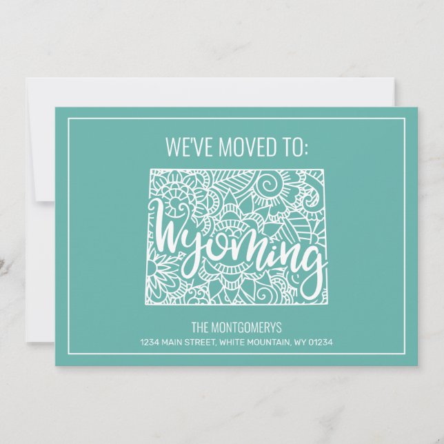 Faire-part Boho Turquoise Floral Mandala Wyoming State Moving (Devant)