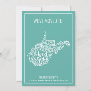 Faire-part Boho Turquoise Floral West Virginia State Moving