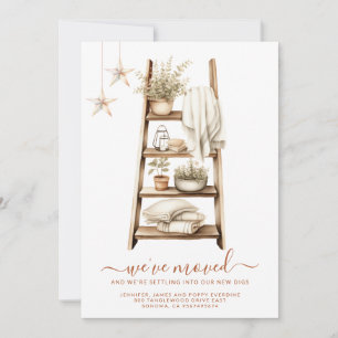 Faire-part Boho Watercolor Plante Shelf Moving