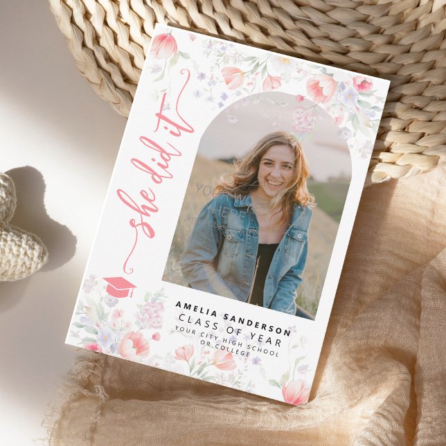 Faire-part Boho wildflower arch photo graduation  (Créateur téléchargé)