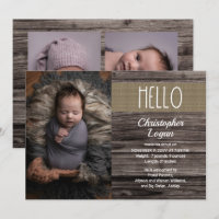 Bois boisé rustique | Burlap Baby Boy Photo Birth