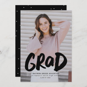 Faire-part Bold grad modern black one photo graduation