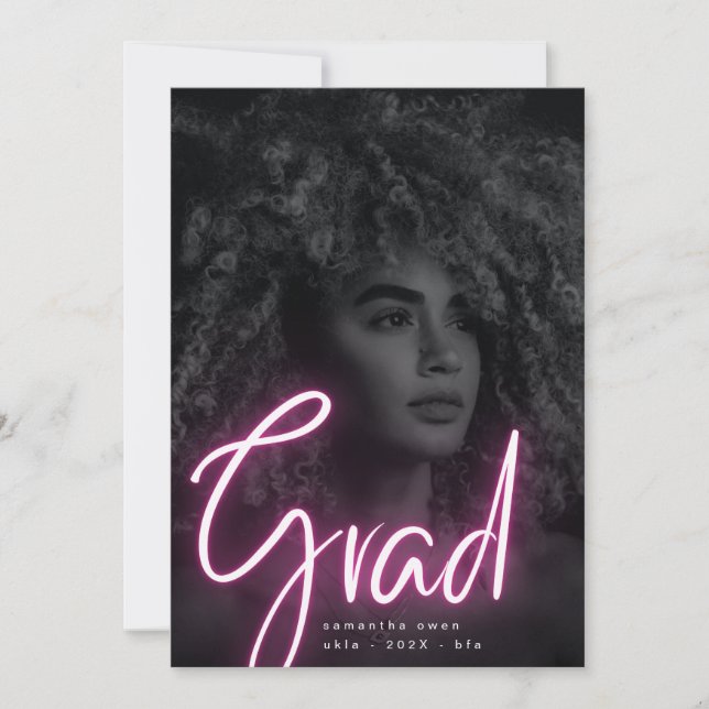Faire-part Bold Pink Neon Grad Modern Photo University (Devant)