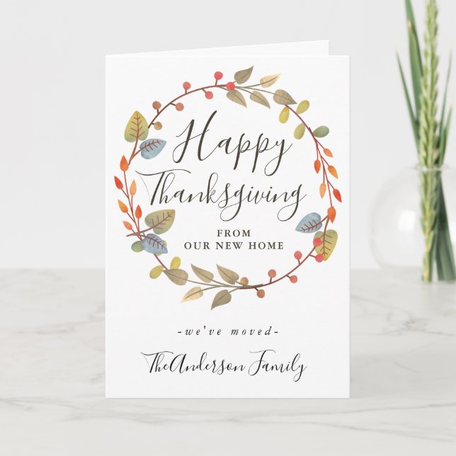 Faire-part Bon thanksgiving Automne Wreath Nouvelle maison dé (Devant)