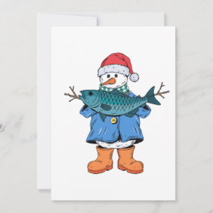 Faire-part Bonhomme de neige Pêcheur Noël 2026 Vacances Pêche