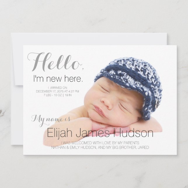 Faire-part Bonjour Baby Boy Annonces de naissance (Devant)