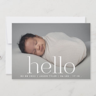 Faire-part bonjour blanc foncé couverture moderne simple phot
