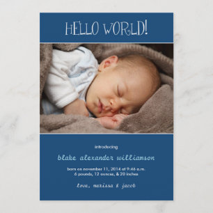 Faire-part Bonjour bleu de la naissance Announcement//Monaco