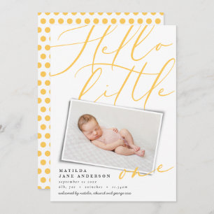 Faire-part Bonjour moderne 1 photo mignonne typographie jaune