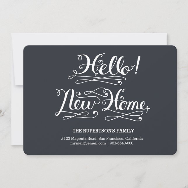 Faire-part bonjour nouvelle maison calligraphie (Devant)