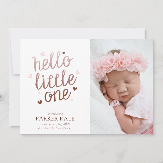 Faire-part Bonjour petit un Rose Gold Pink Photo Collage (Devant)