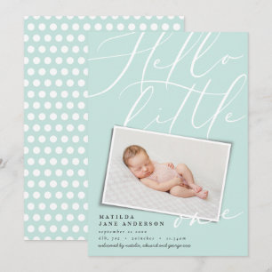 Faire-part Bonjour petite une moderne 1 photo aqua mignonne