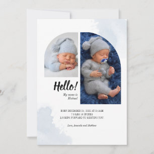 Faire-part Bonjour Script 2 Photos Arch Bébé Naissance