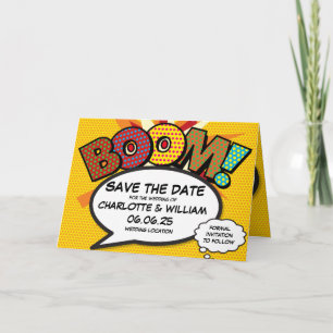 Faire-part BOOM Enregistrer la date Fun Retro Comic Book Pop