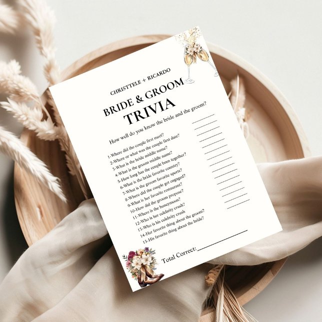Faire-part Boots & Bubly bride & Groom Trivia Game Card (Créateur téléchargé)