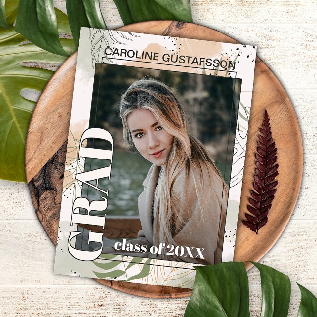 Faire-part Botanique Floral Boho Graduation (Créateur téléchargé)