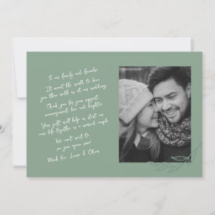 Faire-part Botanique verte à la main Merci photo deux