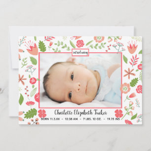 Faire-part Bouquets Floraux Roses - Annonce de Naissance