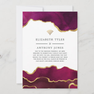 Faire-part Bourgogne et Gold Agate Liste d'invités Mariages r