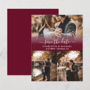 Faire-part Bourgogne Modern Mariage Photo Sauvegardez Les Car