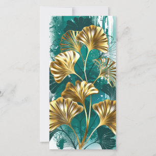 Faire-part Branche avec Feuilles d'or Ginko Biloba