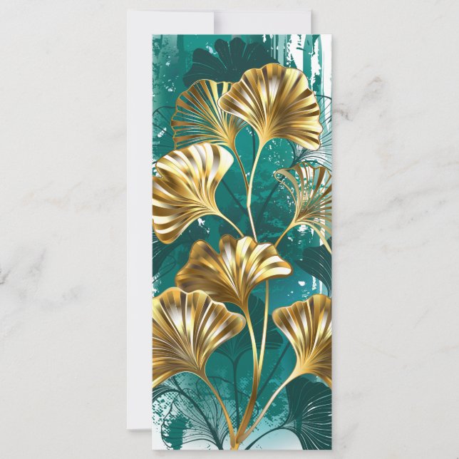 Faire-part Branche avec Feuilles d'or Ginko Biloba (Devant)