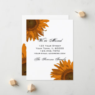 Faire-part Bright Orange Sunflower Changement d'adresse
