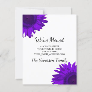 Faire-part Bright Purple Sunflowers Changement d'adresse
