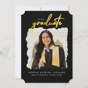 Faire-part Brosse moderne Script Gold Photo Graduate