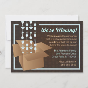 Faire-part Brown et bleu Nous sommes en train de déplacer le 