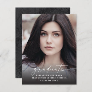 Faire-part Budget Moderne de script blanc Diplôme photo