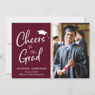 Faire-part Burgundy Graduate Photo
