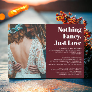 Faire-part Burgundy moderne juste amour elopement photo maria