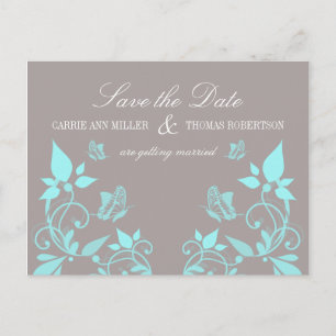 Faire-part Butterfly Floral Enregistrer la date Carte postale
