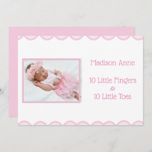 Faire-part C’est une fille Script Photo Girly Pink Birth