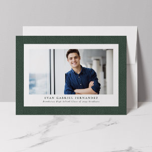 Faire-part Cadre en tweed vert simple photo classique de remi