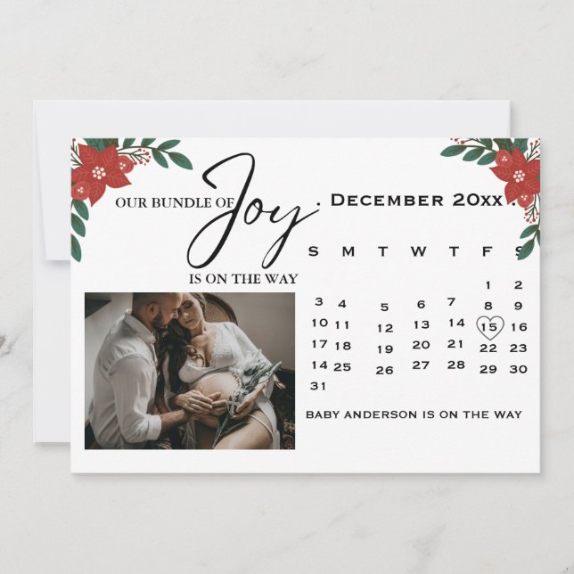 Faire-part Calendrier de Noël Annonce de grossesse (Devant)