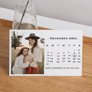 Faire-part Calendrier de script moderne Annonce de grossesse