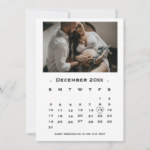 Faire-part Calendrier de script moderne Annonce de grossesse