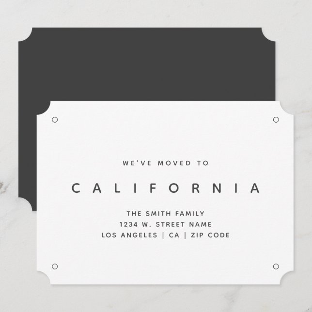 Faire-part Californie Nouvelle maison Nous avons déménagé Fai (Devant / Derrière)