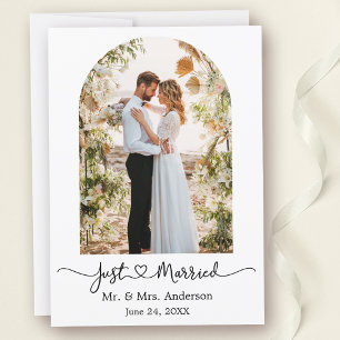Faire-part Calligraphie Arc moderne Mariage de photos du coeu