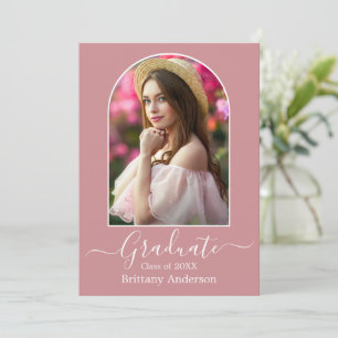 Faire-part Calligraphie d'arc moderne Dusty Pink Graduation