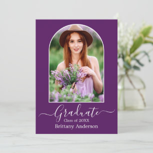 Faire-part Calligraphie d'arc moderne Photo Purple Graduation