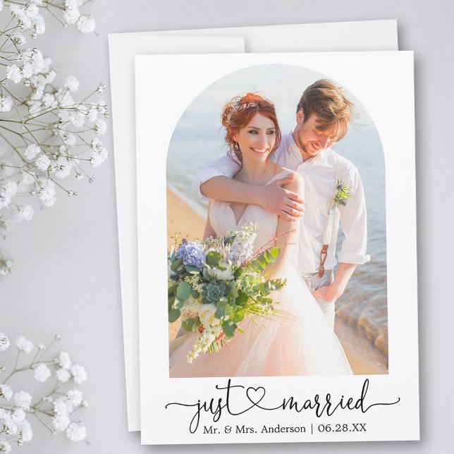 Faire-part Calligraphie mariée Mariage d'arche cardiaque (Customize to add text or more photos to back of card.)