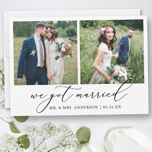 Faire-part Calligraphie minimaliste moderne 2 Photos Mariage