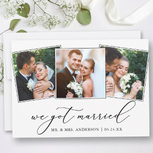 Faire-part Calligraphie minimaliste moderne 3 Photos Mariage