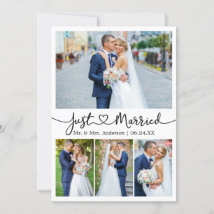 Faire-part Calligraphie moderne Coeur 5 Mariage photo