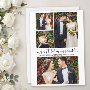 Faire-part Calligraphie moderne Coeur Script 4 Photos Mariage