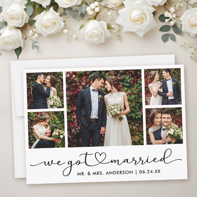 Faire-part Calligraphie moderne Coeur Script 5 Mariage photo (Customize to add text to back of card.)
