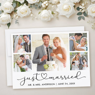 Faire-part Calligraphie moderne Coeur Script 5 Photos Mariage